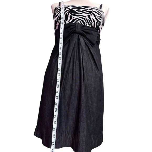 Juniors Large Vintage Rue 21 Zebra Print Mini Dress 90s Look Black Denim-Look - Picture 4 of 11